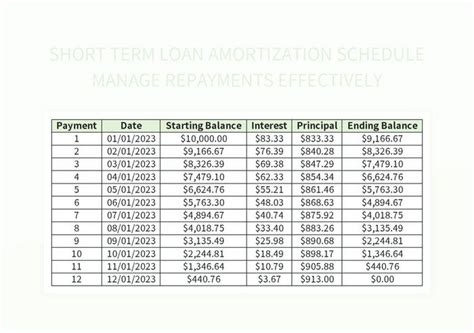 short term loan amortization calculator.